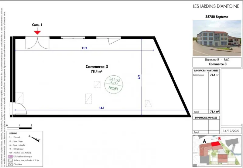 Local commercial 131 m² à louer – Septème (38780) – Vallée du Rhône / Extérieurs Sud de Lyon