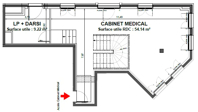 Murs bruts à louer professions de Santé - 170m²