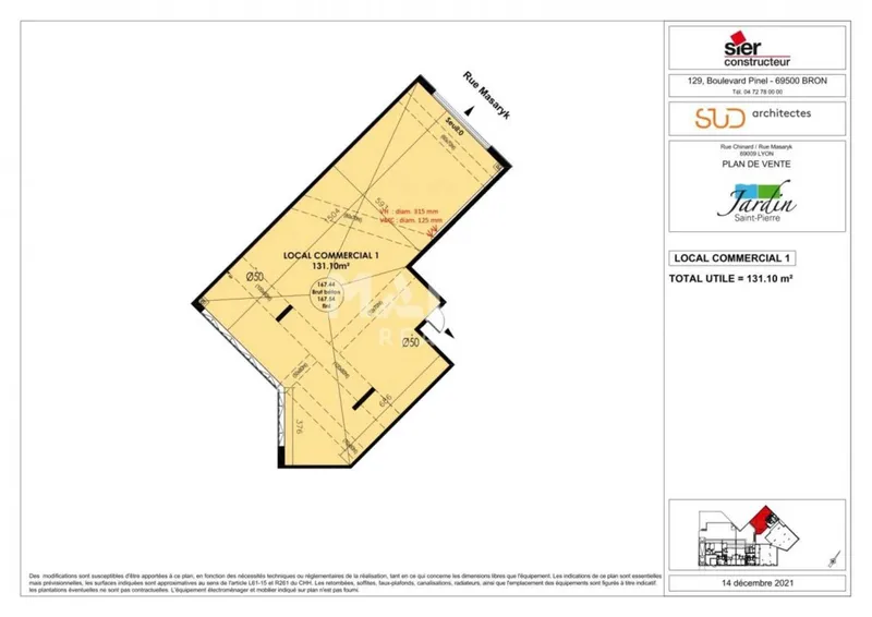 Local commercial neuf 131 m² – Lyon 9